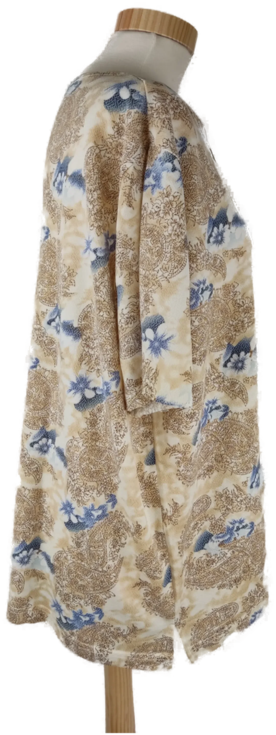 T-Shirt kurzarm mit Rundhalsausschnit, beige/braun/blau gemustert, Größe 44 (geschätzt) – Bild 2