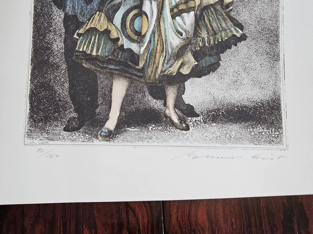 HELMUT KIES - Pierrot und Columbine - Lithogaphie  – Bild 3