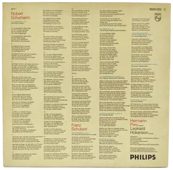 Vinyl LP - Hermann Prey, Franz Schubert, Robert Schumann - Acht ausgewählte Lieder - Bild 2