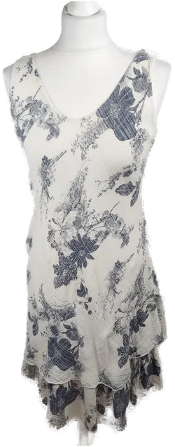 Geblümtes Baumwoll-Midikleid S/36 in Cremeblau | Frühlingsliebe – Vorschau 1