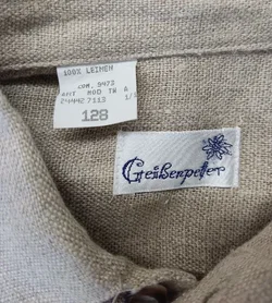Kinder Trachtenhemd "Geißenpeter", langarm mit Kragen, beige, Größe 128 – Vorschau 4