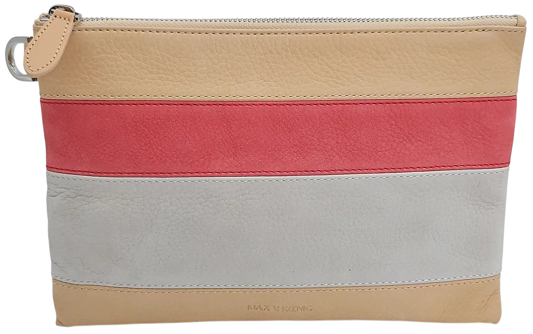 Max V. Koenig Damen Lederkulturbeutel, creme/pink/grau - Bild 1
