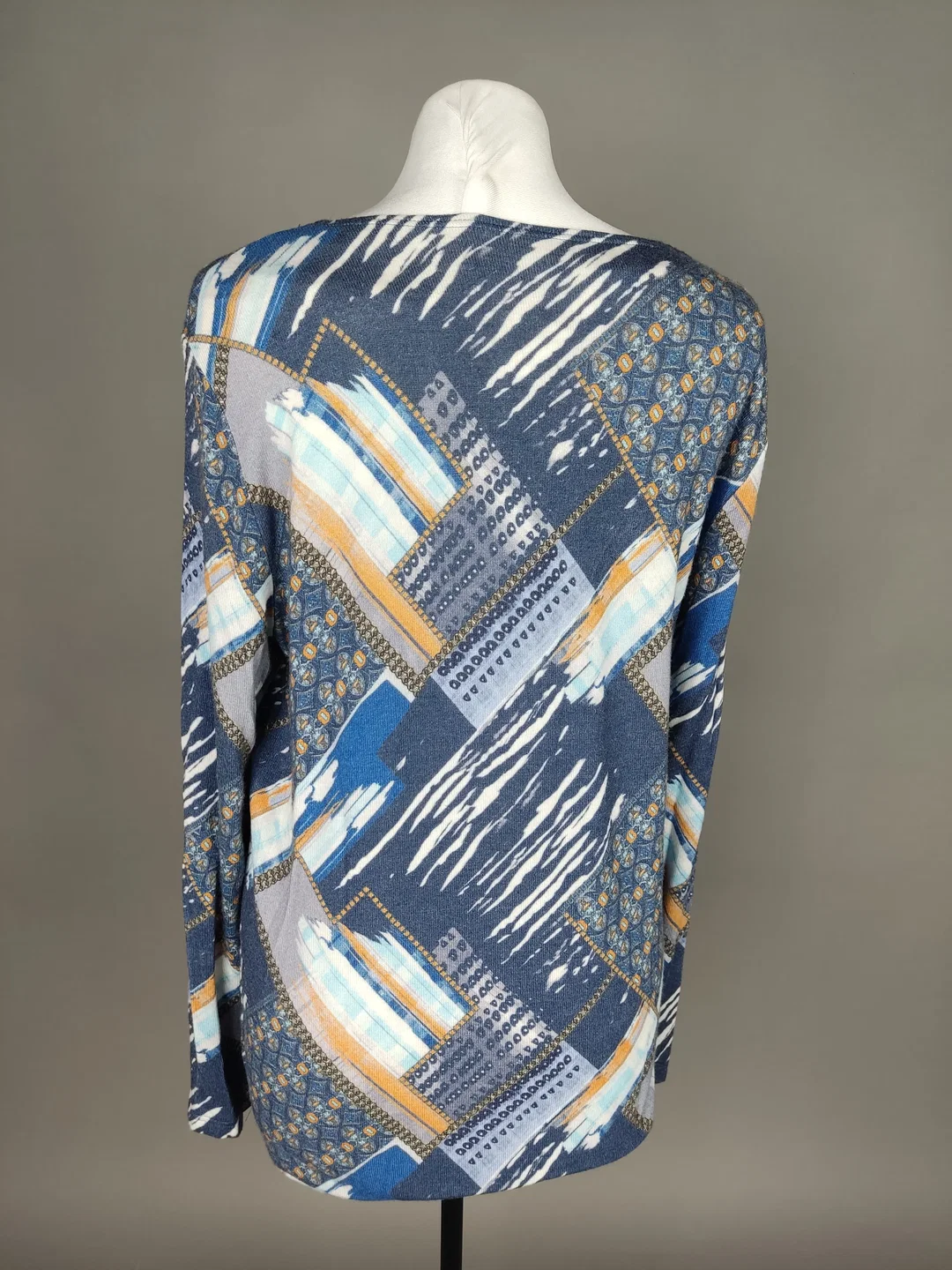 Damen Langarmshirt blau-gelb gemustert - XL / 42 – Bild 3