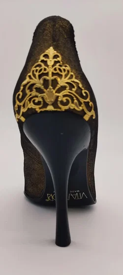 VITAMORI Damen Pumps, gold/bronze mit Verzierungen - Gr.36 - Bild 3