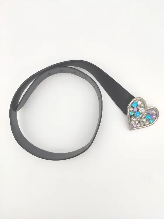 Damengürtel braun mit verzierter Schnalle in Herzform - 71 cm (Schnalle - bis mittleres Gürtelloch) - Bild 1