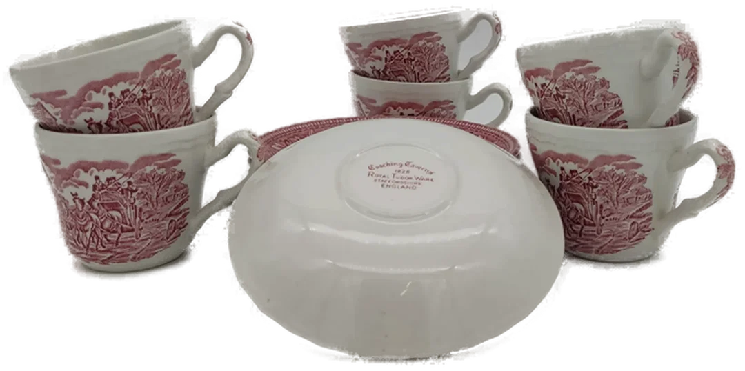 Royal Tudor Vintage Set( 6 Tassen + 6 Untertassen) rot England – Bild 3