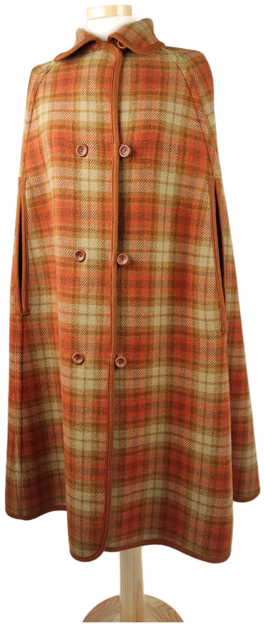 Wetherall Vintage-Cape / Beidseitig verwendbar / kariert bzw. unifarben / Einheitsgröße - Bild 1