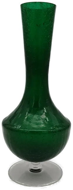 Vintage Glas Vase Craquele 60er Jahre grün klar - Bild 1