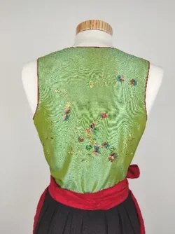 Salzburger Dirndl-Look Damen Trachten Kleid, grün/schwarz/rot - Gr. XS - Bild 6