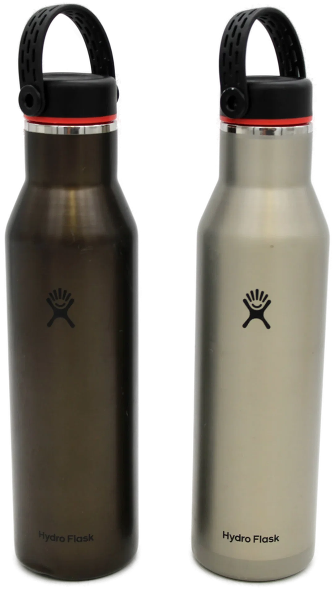 2 Edelstahl-Isolierflaschen Hydro Flask Trinkflaschen Set –  (ca. 620 ml, doppelwandig, Schwarz & Silber) – Bild 2
