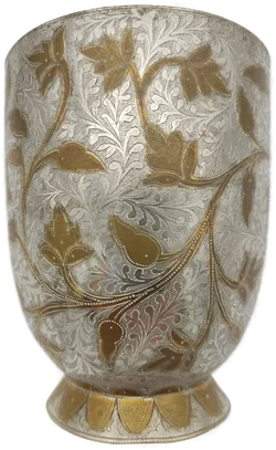 Messingbecher mit floraler Gravur | Indischer Vintage-Schatz - Bild 3