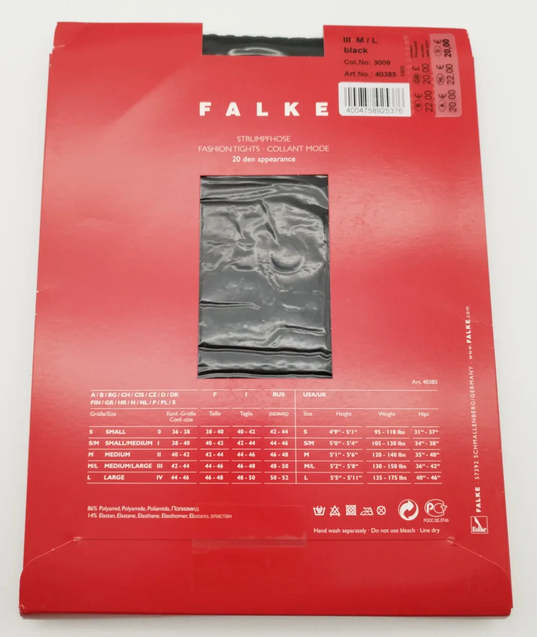 FALKE Strumpfhose bemustert - Gr. M/L / Schwarz – Bild 2