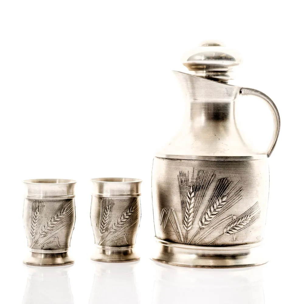 Zinn-Set Schnapskrug mit 2 Becher - Bild 4