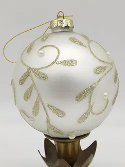 6 Stk. große Glas-Christbaumkugeln mit edler Verzierung - Bild 7