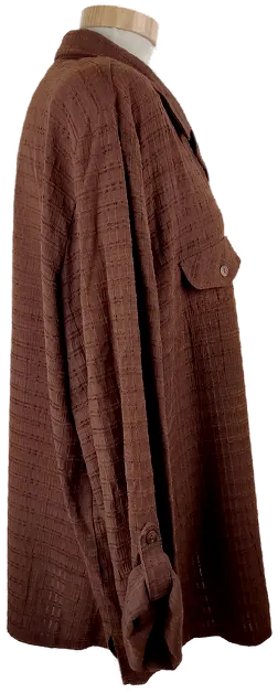 Bluse "Canda", langarm mit Kragen, dunkelbraun strukturiert, Größe 48 – Bild 2