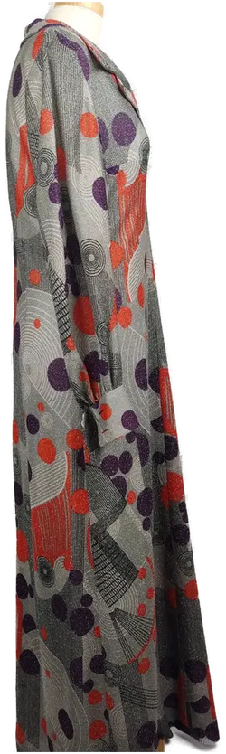 Vintage-Abendkleid silber gemustert - L/40 - Bild 3