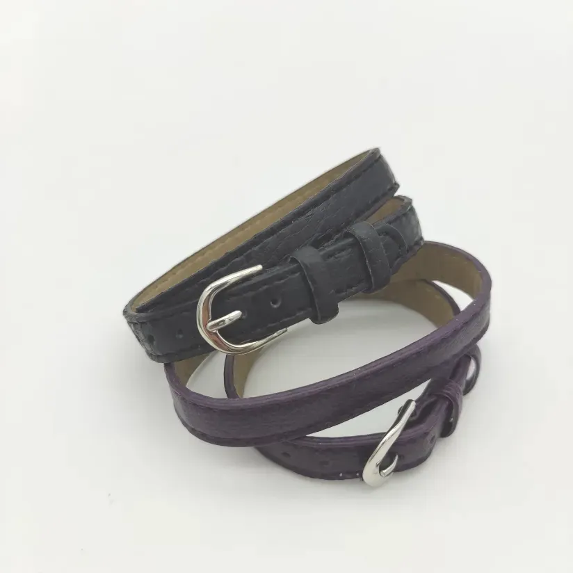 2 Armbänder Lederimitat violett, schwarz – Bild 2