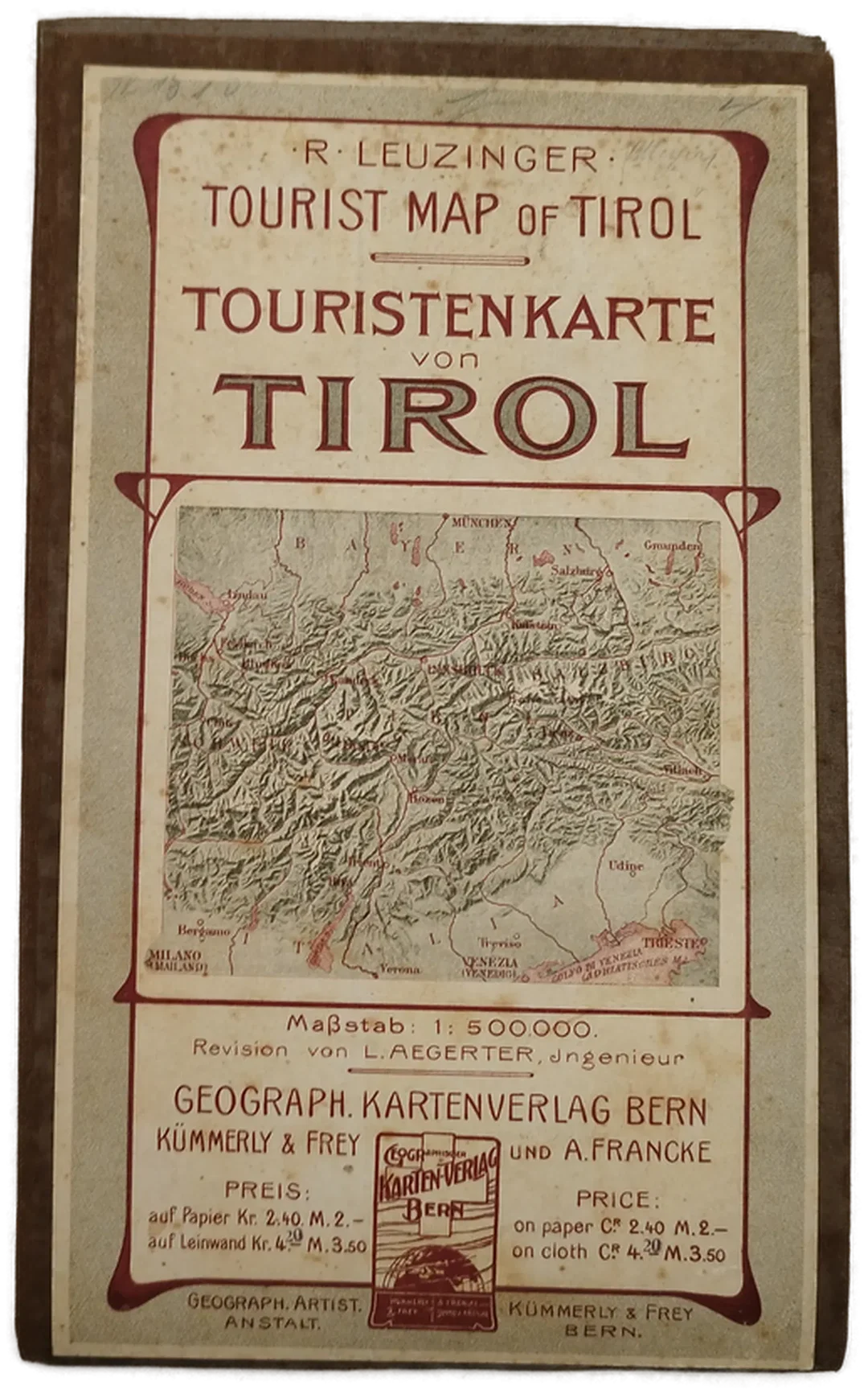 Historische Touristenkarte Tirols - R. Leuzinger / 1900-10 - Bild 1