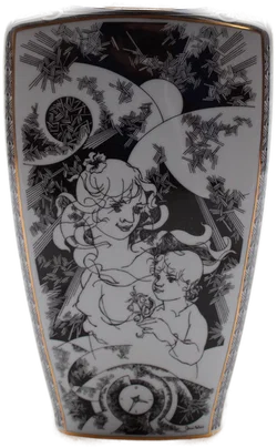Hollóháza Porzellanvase 30,5 cm – Art Deco / Jugendstil Motiv – Ungarn – 1. Wahl - Bild 2