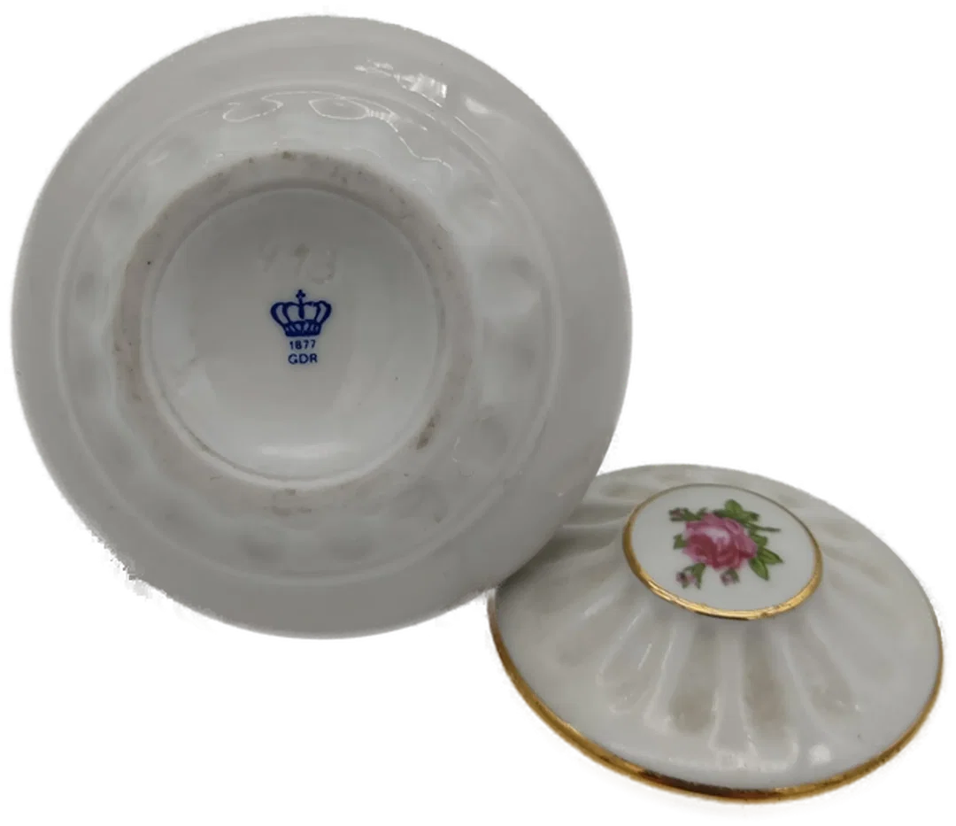 Wagner&Apel - 1877 GDR Blaue Krone - Porzellan Miniatur Dose, D 8 cm – Bild 2