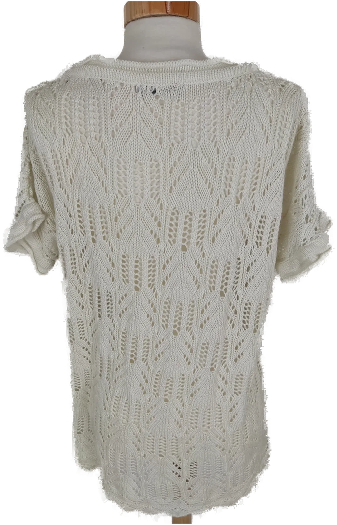 Pullover "Yessica", kurzarm mit Rundhalsausschnitt, weiß, gestrickt, Größe 40 (geschätzt) – Bild 4