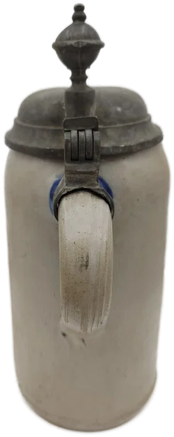 Bierkrug Brauerei Lohmer Steinzeug, Geprägter Zinndeckel 1 L  | Mit Charakterspur - Bild 2