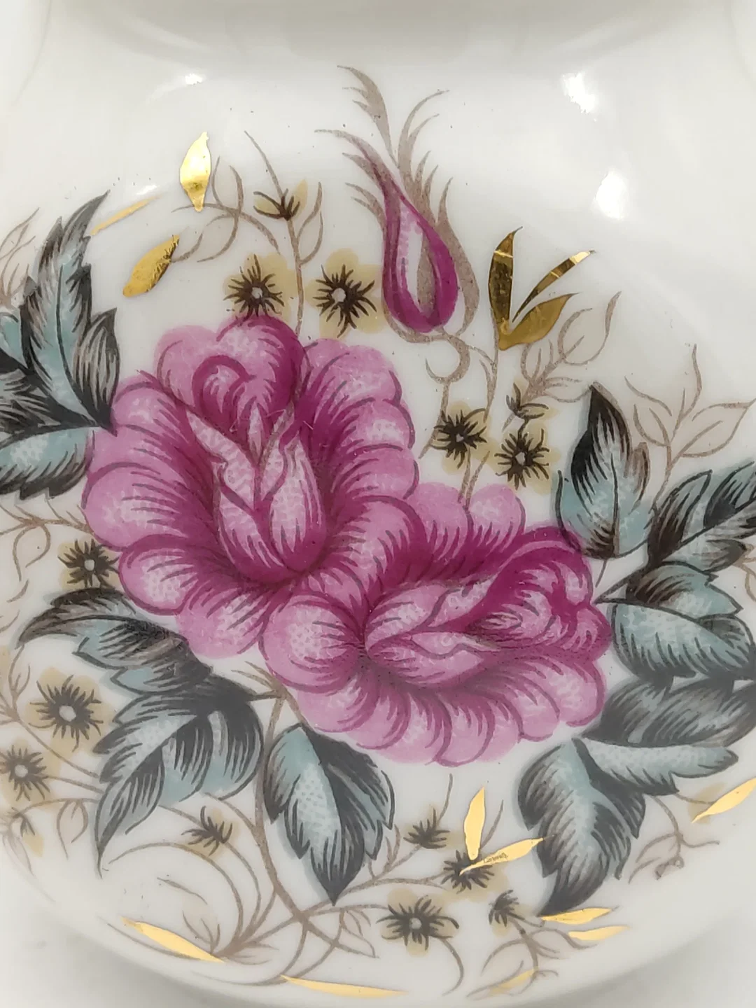 Porzellan-Teekanne mit Blumenmotiv und Gold aus Kiew | Ukrainischer Sammlerstück – Bild 7