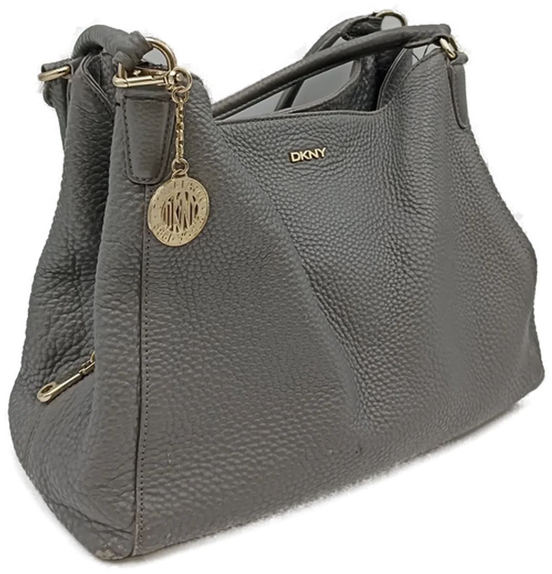 DKNY Damenhandtasche aus genarbtem Leder in Grau – Bild 1