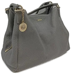 DKNY Damenhandtasche aus genarbtem Leder in Grau – Vorschau 1