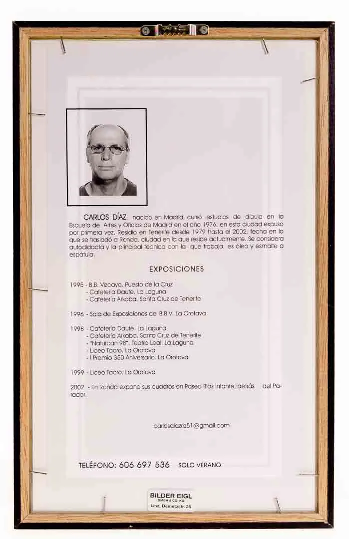 Carlos Diaz Wandbild – mediterrane Straßenszene, signiert, gerahmt – Bild 3