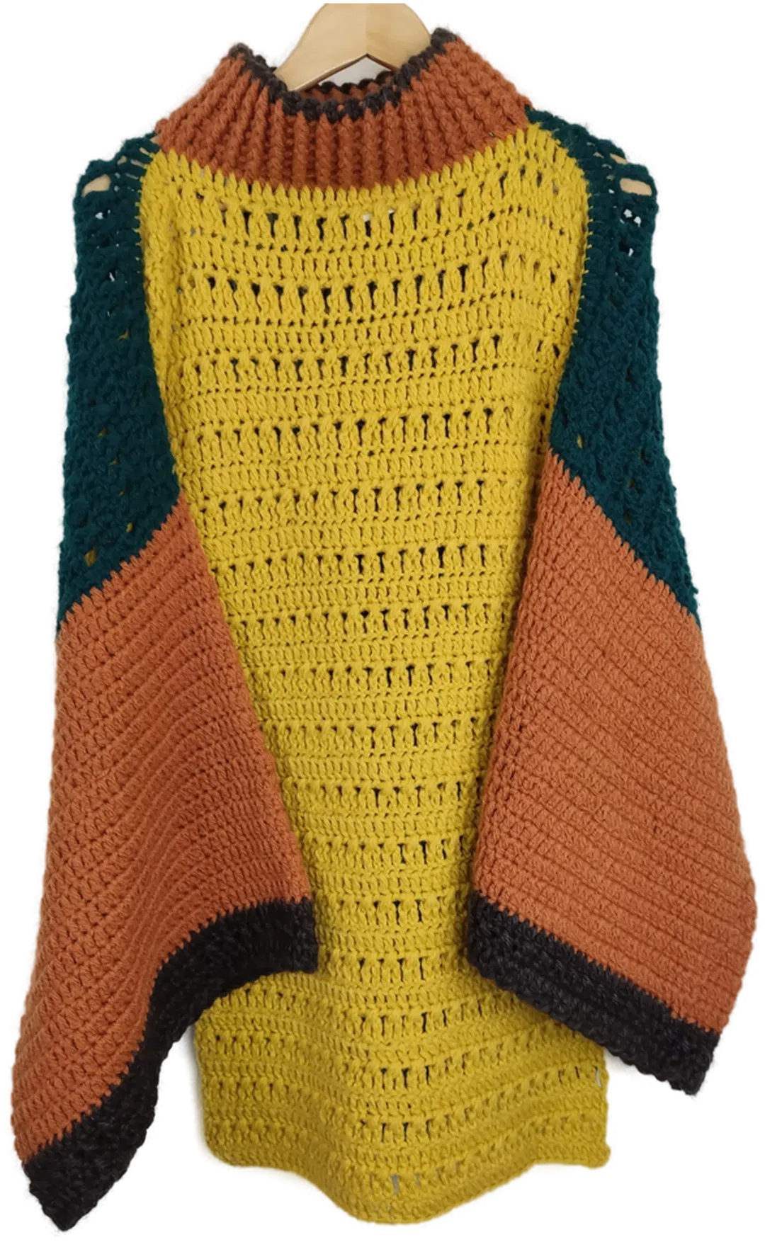 Damen Poncho mit Ärmel bunt ( 50% Alpaka, 50% Merino) - Bild 1