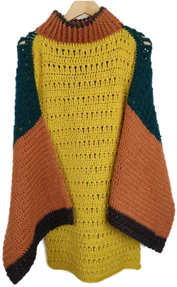 Damen Poncho mit Ärmel bunt ( 50% Alpaka, 50% Merino) - Bild 1