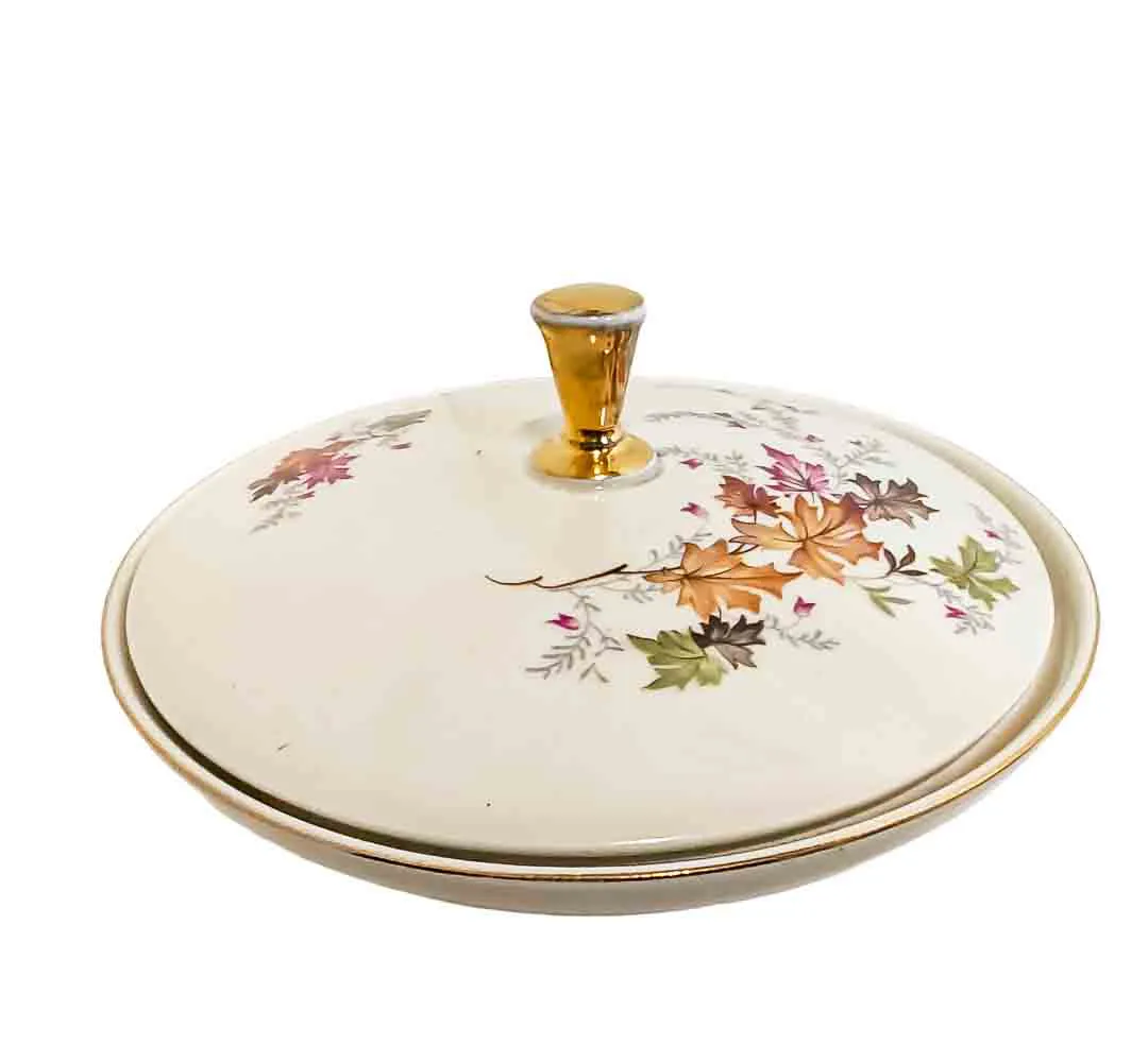 Eschenbach Porzellan Dose mit Deckel Herbstlaub Gold - Bild 1