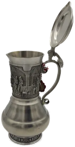 Zinnset echte Handarbeit originalverpackt 1 Krug, 6 Becher - Bild 7