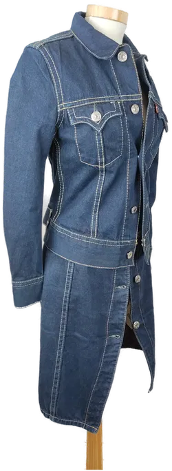 Levi's Type1 Jeanskleid Ärmellos mit passender Denim Truckerjacke dunkelblau - XS/34 - Bild 3