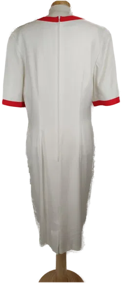 Janina Damen Midikleid weiß mit roten Säumen - L/40 - Bild 2