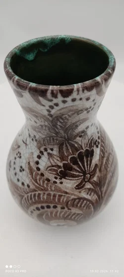Keramik Vase mit Blumendekor - Bild 3