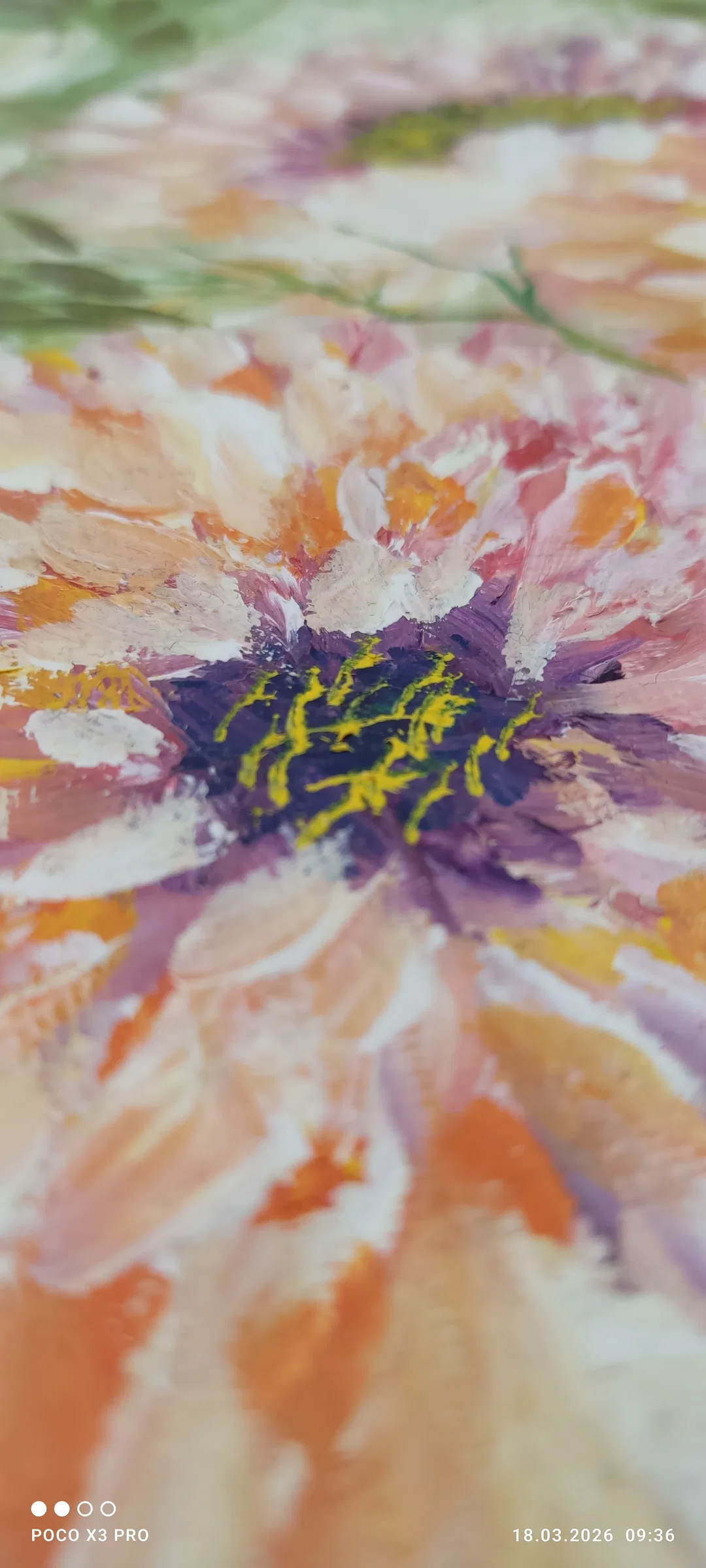 Ölbild Blumen Auf Leinwand 30x30 | Floraler Zeitreisender – Bild 9