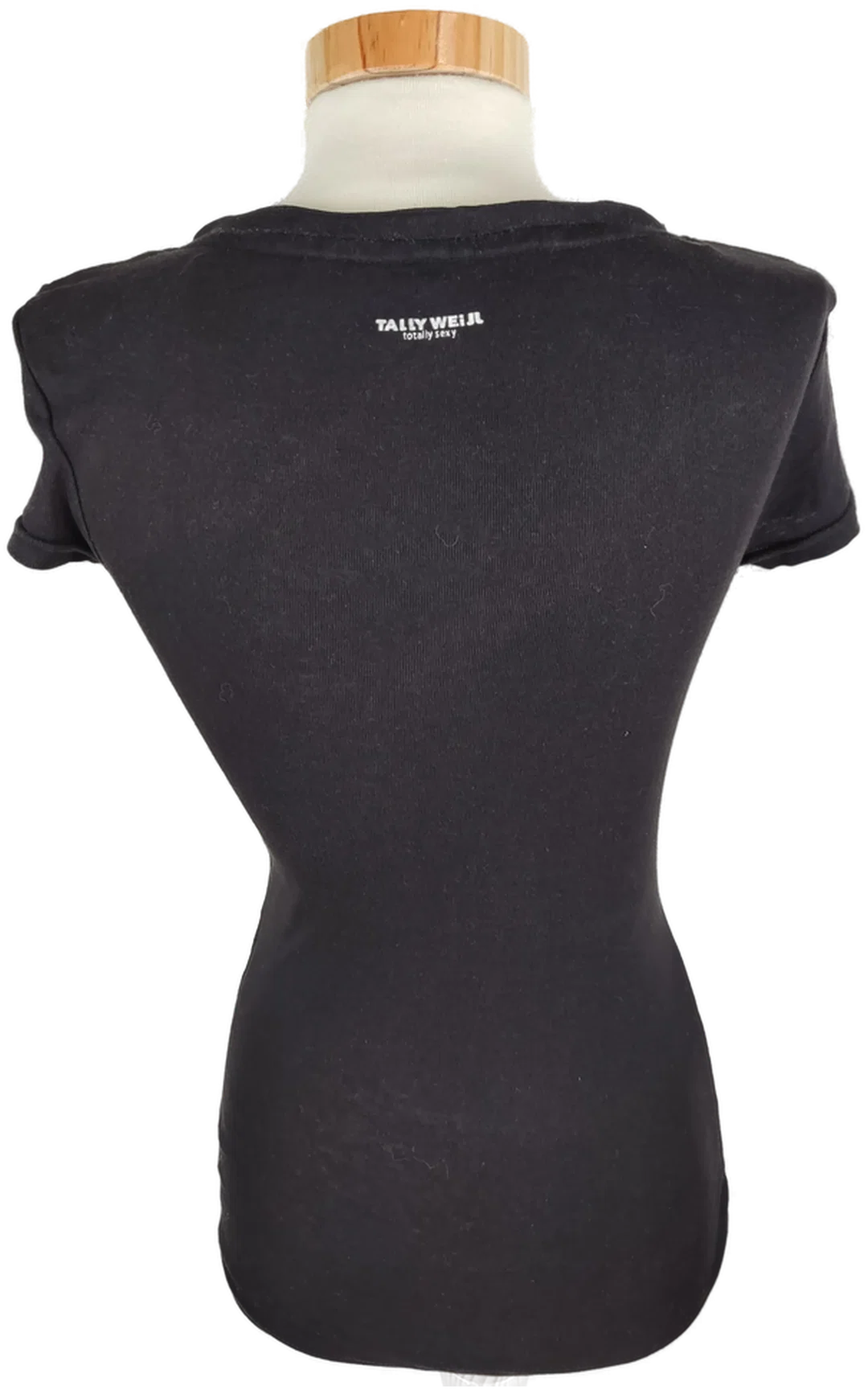 T-Shirt "Tally Weijl", kurzarm mit V-Ausschnitt, schwarz, Größe XS – Bild 3