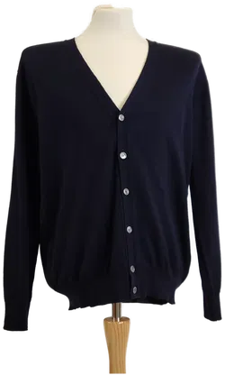 Herren Weste langarm mit Knöpfen, reine Wolle, dunkelblau, Gr. 54 - Bild 1