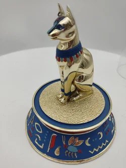 'The sacred  bast cat' Porzellan mit Glaskuppel & Zertifikat von Franklin Mint | Ägyptischer Schatz - Bild 12
