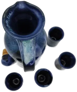 Tonkrug mit  5 Stamperl blau - Bild 3