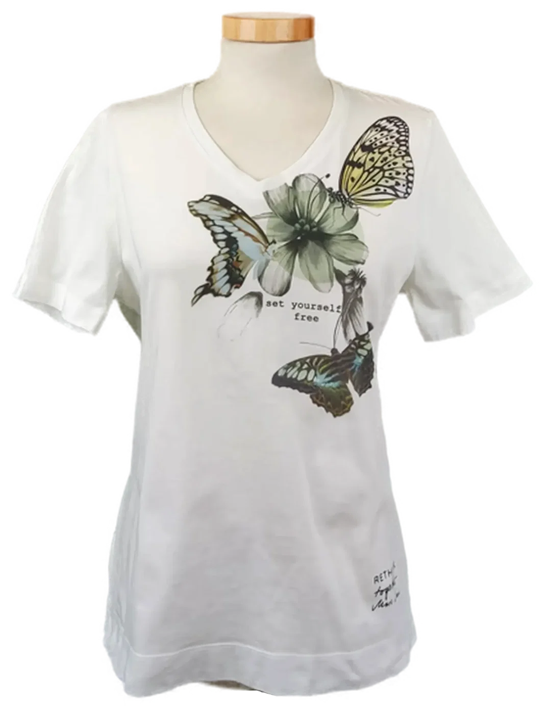 Marc Cain Damen T-Shirt weiß gemustert Gr. M - Bild 1