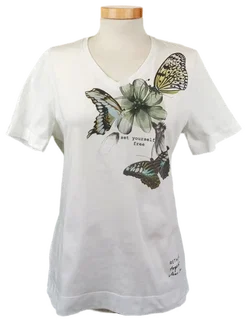 Marc Cain Damen T-Shirt weiß gemustert Gr. M - Bild 1