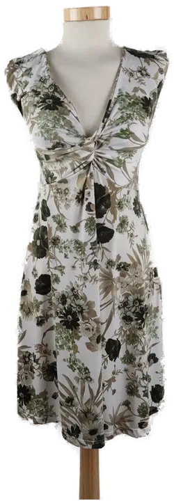 Damen Sommerkleid Ärmellos, weiß mit grünem Blumenmuster, Gr. 38 - Bild 1