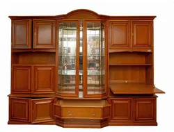 XXL Wohnwand, Kirschbaum-Optik, Vitrine & Sekretär-Fach, 3-teilig - Bild 1