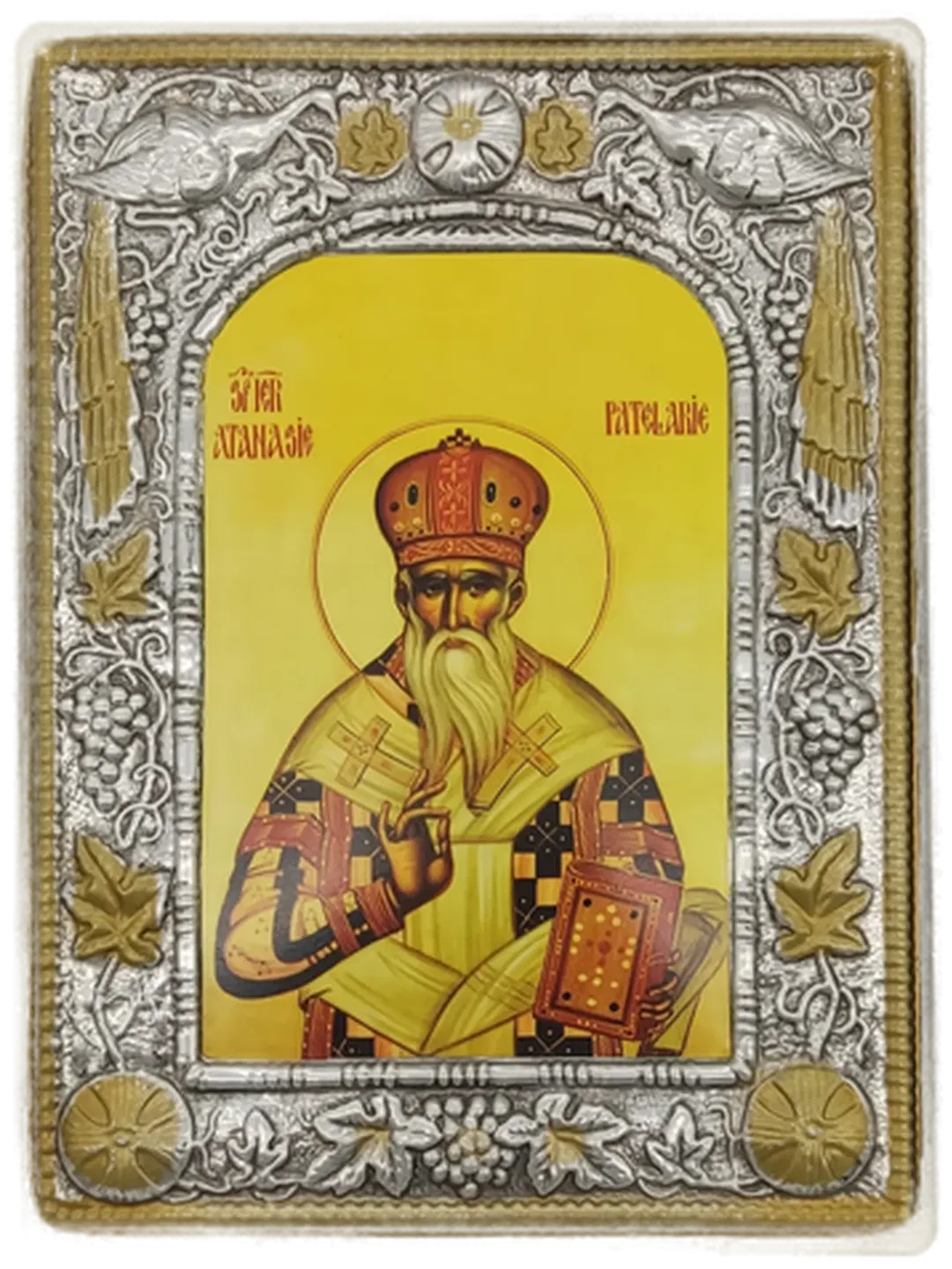 Ikone Hl. Iov von Moskau, 14 × 24,5 cm, Metallrahmen - Bild 4