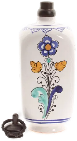 Vintage Keramikflasche von 1960 | Handbemalt | Studiokeramik T.K. | Florales Dekor & Stöpsel - Bild 1