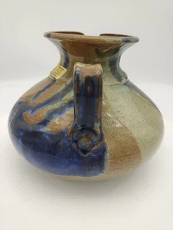 Steinzeug Karaffe von Bandi, Feistriz Österreich, handgetöpfert, handgemalt. D 22 cm / H 16,5 cm – Vorschau 4