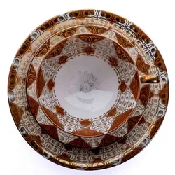 GKC BAVARIA 3-teiliges Porzellanset mit 2 Tellern und 1 Tasse in weiß-gold - Bild 1